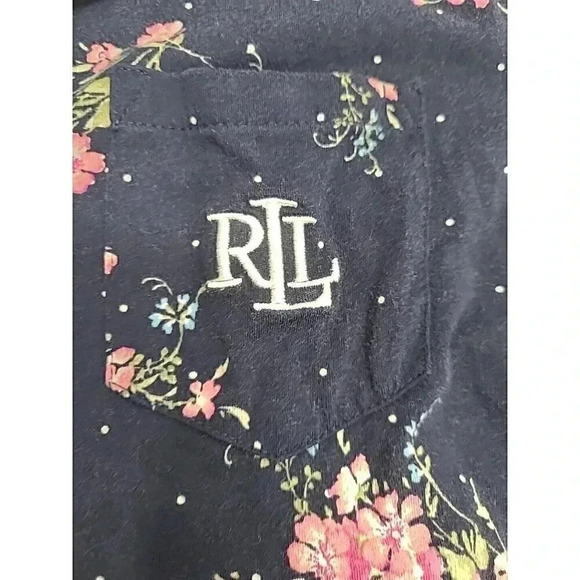 Lauren Ralph Lauren Sleep Shirt Women's Size Medium Blue and Pink Floral - Picture 5 of 8